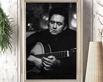 Johnny Cash Druck | Vintage Foto 1970 | Premium-Qualitätsdruck