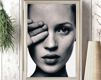 Kate Moss Print, Kate Moss Poster, Fashion Print, Black and White