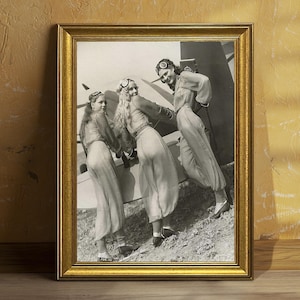 Flying Down to Rio 1933 Vintage Framed Wall Art, Hollywood Aviatrix Canvas Roll Poster, Retro Movie Star Print