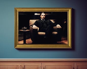 Al Pacino Michael Corleone Vintage Framed Photo: Retro Godfather Wall Art