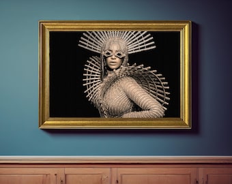 Beyonce-Vogue Vintage Framed Wall Art, Black and White or Sepia Photo Framed Art,Retro UV Print