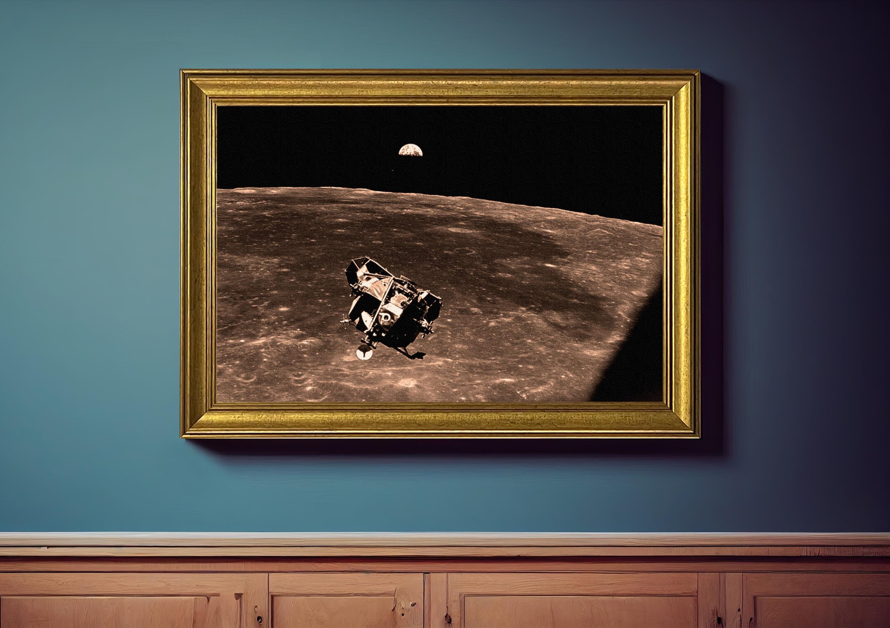 Apollo 11 Earth Vintage Framed Wall Art, Black and White or Sepia Photo ...