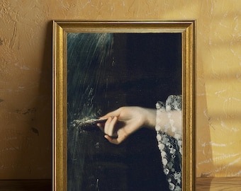 Moody Vintage Portrait Print, Surreal Art, Dark Academia Decor, Victorian Art Print