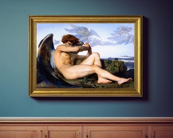 Alexandre Cabanel Fallen Angel, Cabanel Painting, Reproduction Art, Angel Wall Decor, Classic Art Canvas, Fallen Man Painting, Modern Art