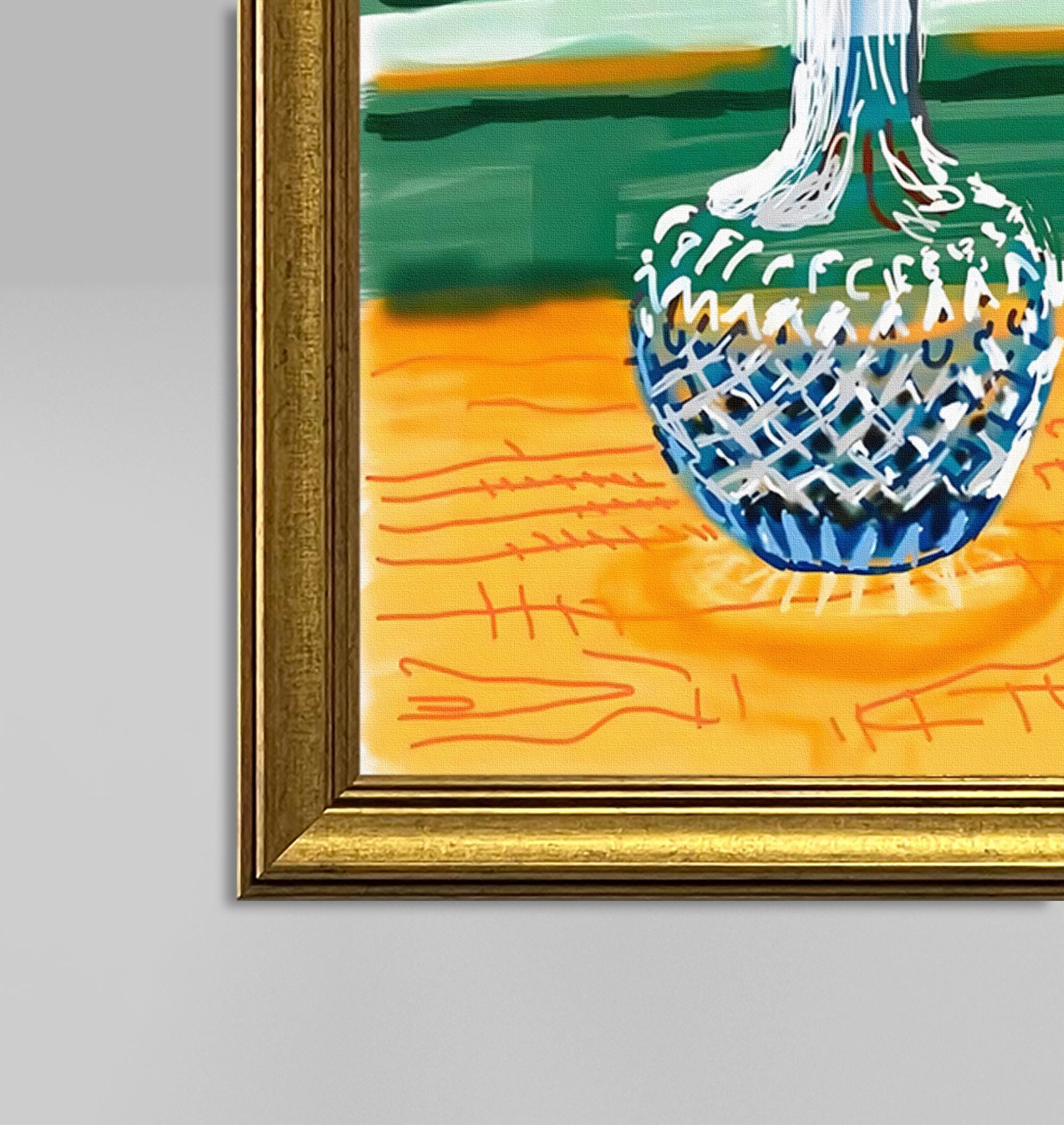 David Hockney Vase With Red Flower Digital Drawing Vintage Framed Print ...