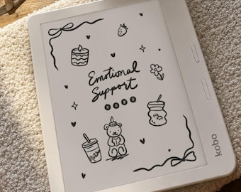 Whimsical Coquette Doodle Kobo Girlie Screensaver Wallpaper Digital Download PNG