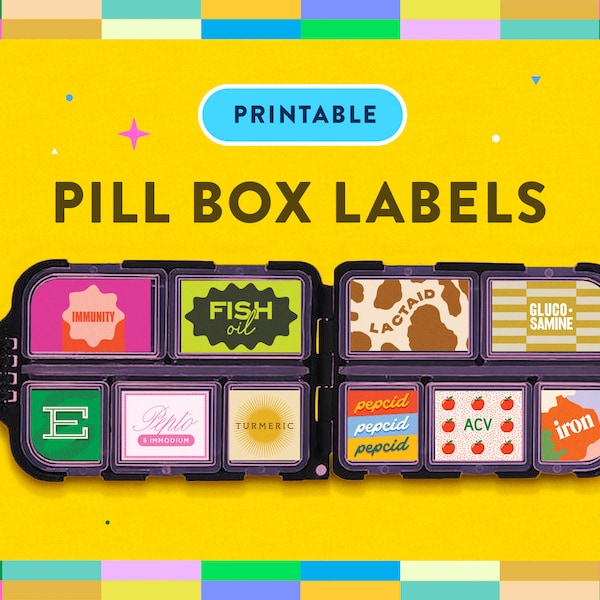 Uniquely designed pill box labels - digital printable download