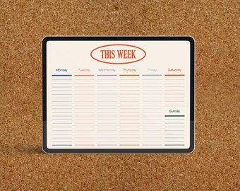 Unique vintage inspired colorful weekly planner - Digital Download