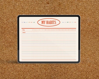 Unique vintage inspired colorful habit tracker - Digital Download