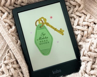 Sip Matcha Vintage Motel Key Kobo Wallpaper | Lock Screen | Bookish | Digital Download