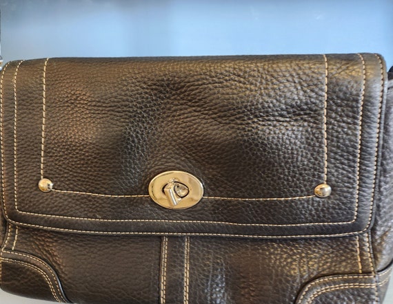 Beautiful black grain Hamilton Coach Purse purse … - image 2