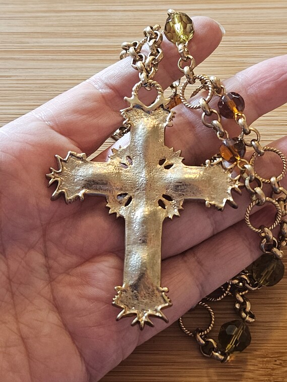 Beautiful vintage large Cross with topaz and peri… - image 10