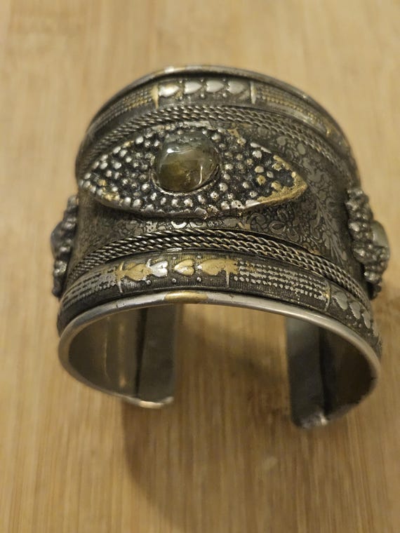 Amazing Vintage large Cuff statement bracelet wit… - image 2