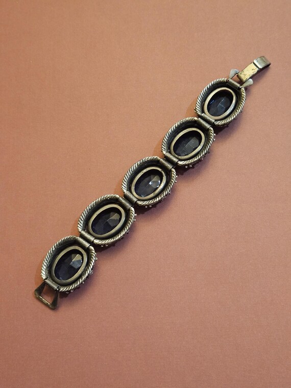 Amazing statement panel bracelet with large blue … - image 5