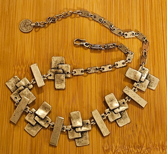 Unique Vintage Turkish necklace in silvertone in … - image 9