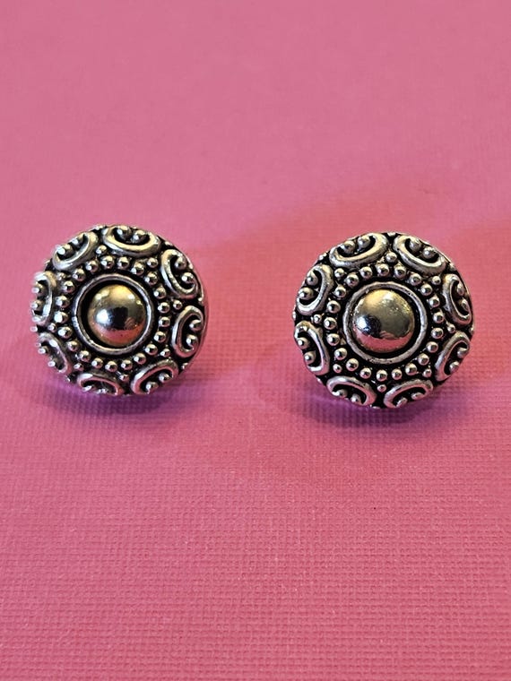 Brighton half inch button silvertone earrings in … - image 9