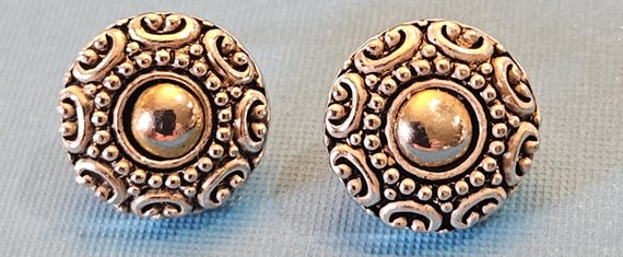 Brighton half inch button silvertone earrings in … - image 2