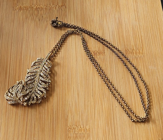 Vintage J.Crew crystalized leaf necklace in goldt… - image 6