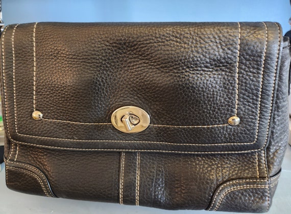 Beautiful black grain Hamilton Coach Purse purse … - image 1
