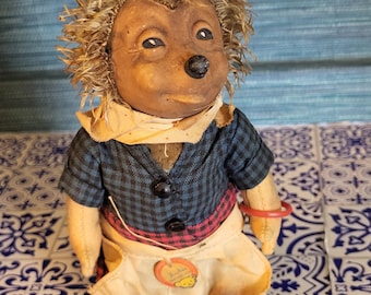 Steiff Vintage Micki Hedgehog Father,EAN 8717,70, 1959 to 1967 - Steiff Button & Wrist Bracelet. Adorbs! Free shipping in US.