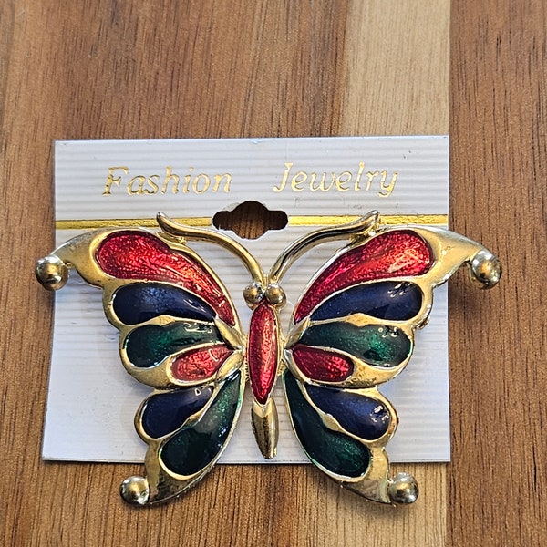 Large Vintage enamel butterfly brooch in unused  condition!