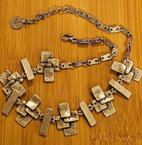Unique Vintage Turkish necklace in silvertone in … - image 6