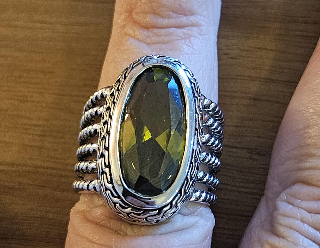 Rsc Wedding Rings Statement Ring Marked RSC With a Peridot Colored Cabachon and Braided ...