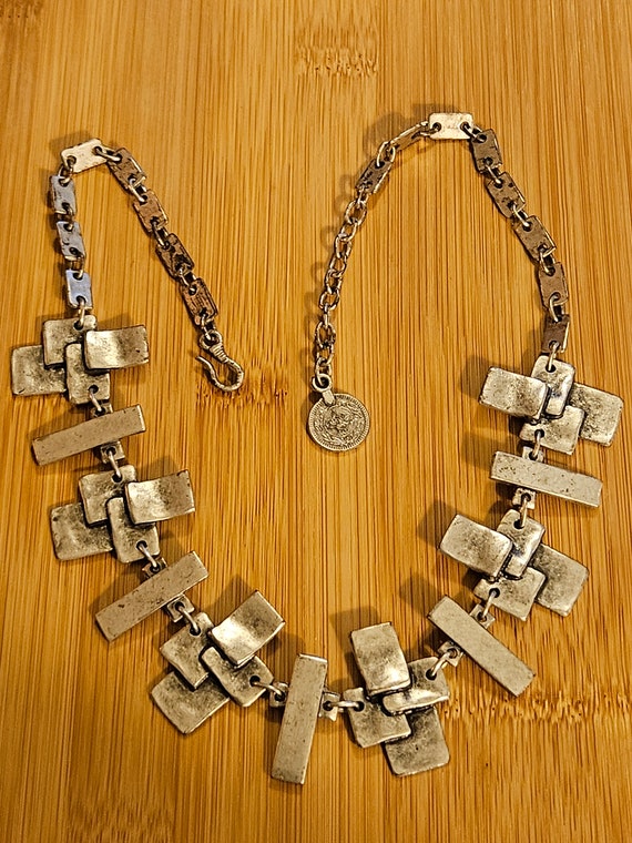Unique Vintage Turkish necklace in silvertone in … - image 8