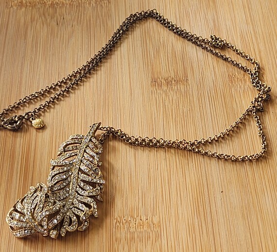 Vintage J.Crew crystalized leaf necklace in goldt… - image 9