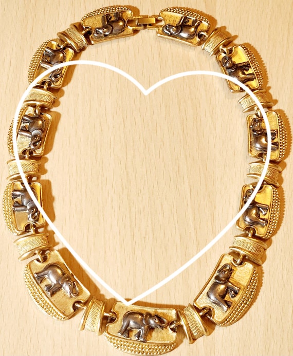 Fantastic vintage goldtoned link necklace with si… - image 7