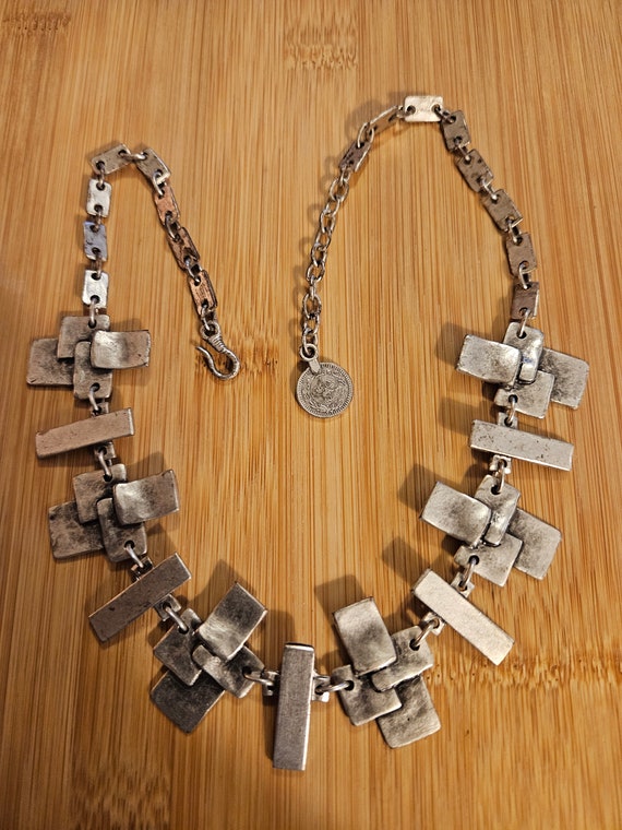 Unique Vintage Turkish necklace in silvertone in … - image 1