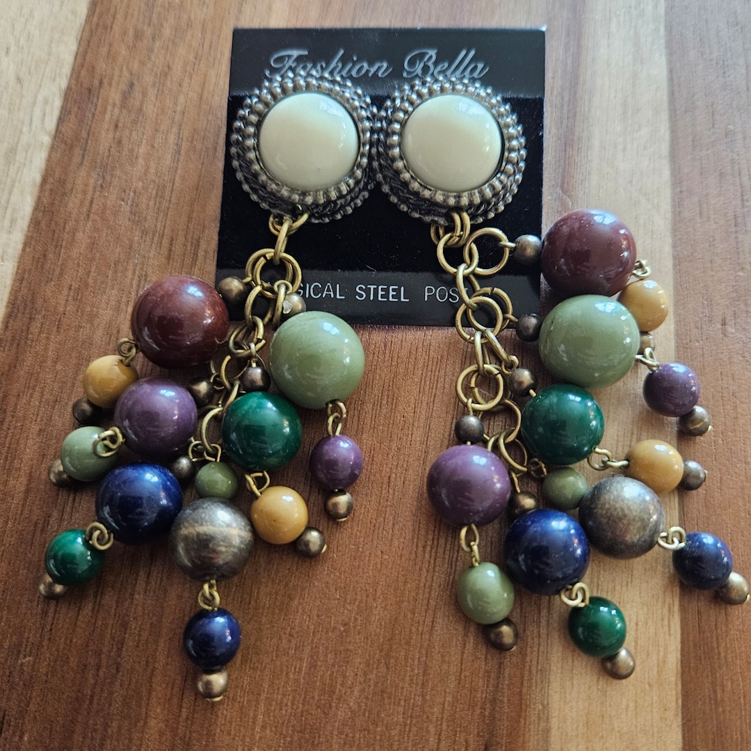 Curated visual reference: Picture Idea: Vintage Statement Earrings In 80 S Style Unused And On