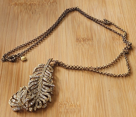 Vintage J.Crew crystalized leaf necklace in goldt… - image 8