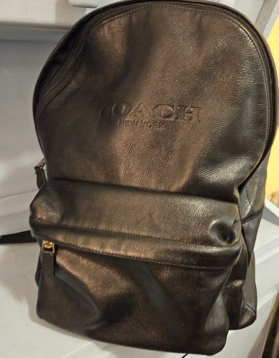 Beautiful black leather vintage back pack by Coac… - image 9