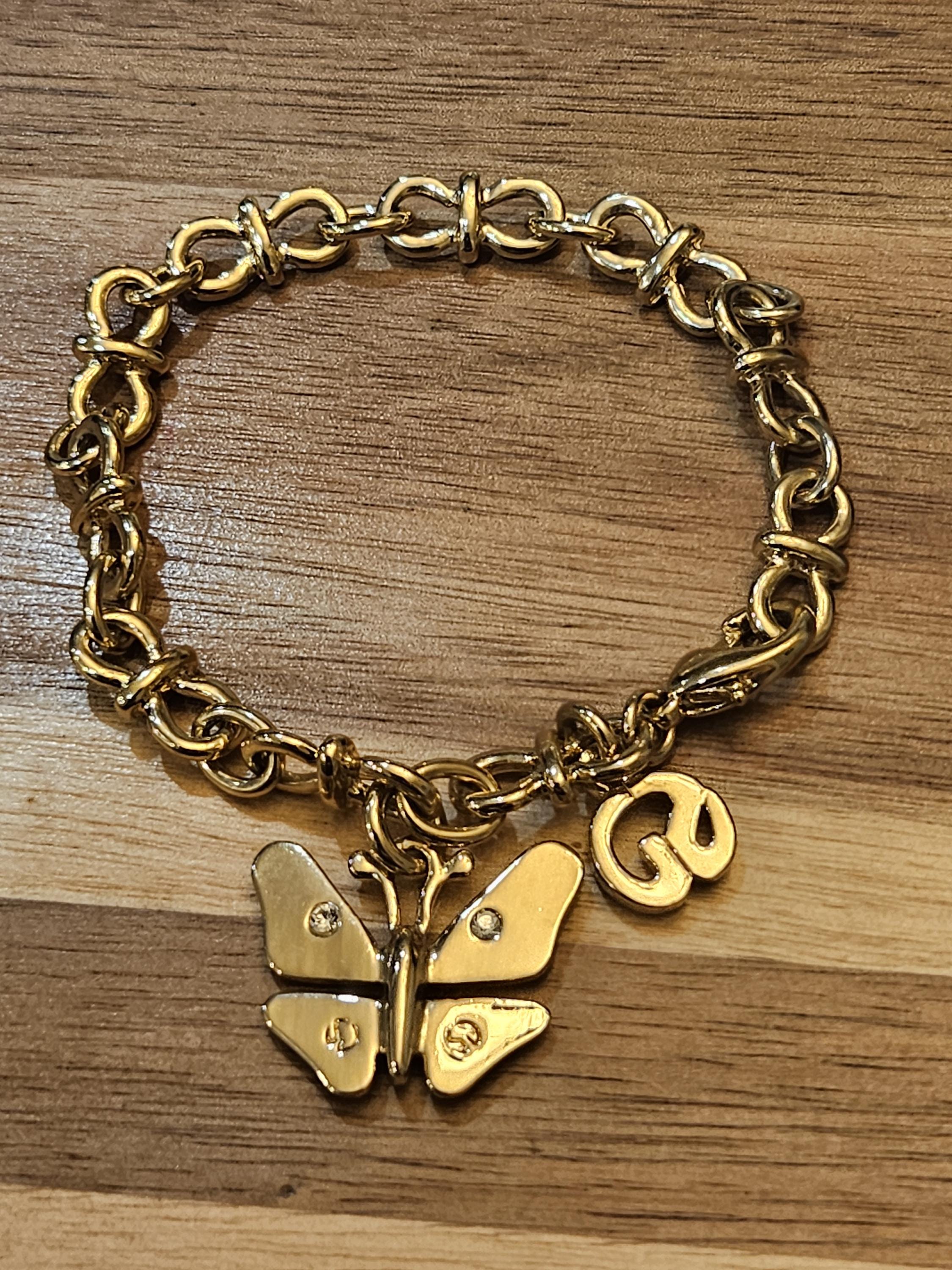 Bracelet Vintage GAS Saint-Tropez Années 80 - Émail Et Cabochon Verre Rose, Longueur 21 Cm, Occasion TBE