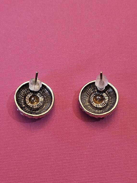 Brighton half inch button silvertone earrings in … - image 6