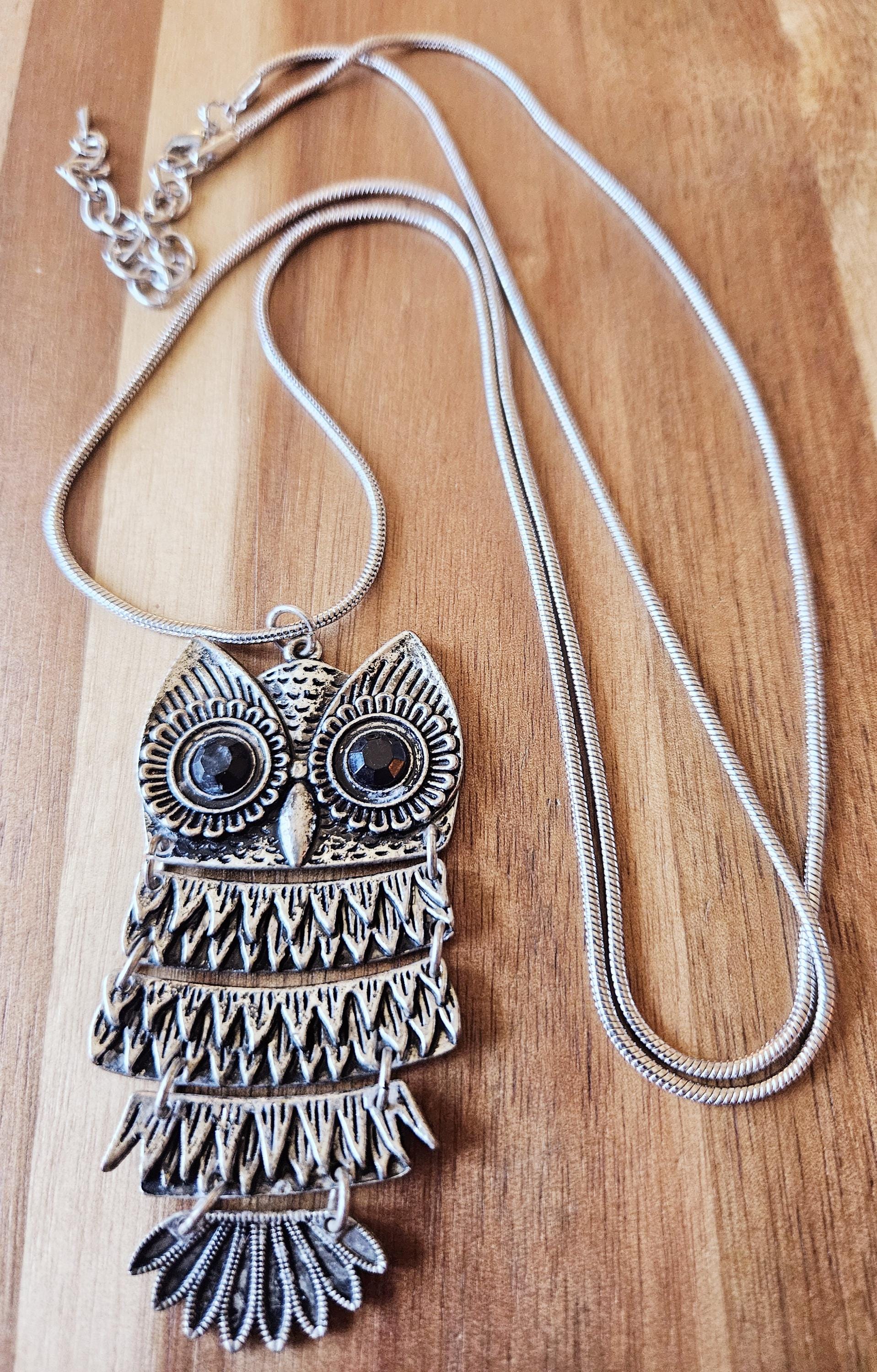 Collier Pendentif Hibou En Cristal Verre Noir - Bijou Féminin Et élégant