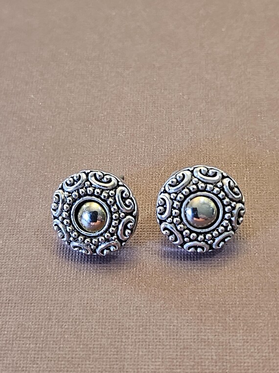 Brighton half inch button silvertone earrings in … - image 4