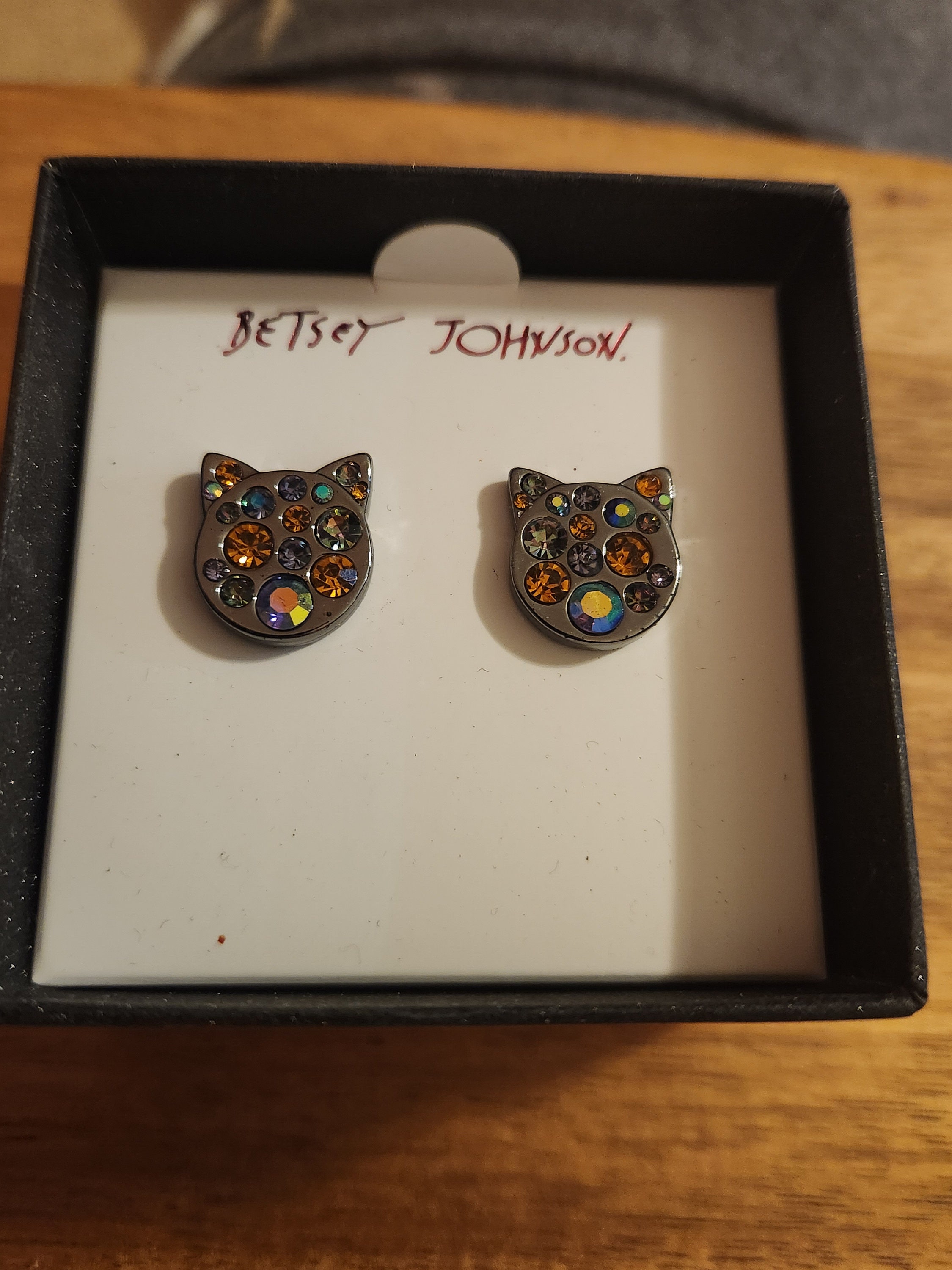 Betsey Johnson Crystal Cat Earrings New in Ireland