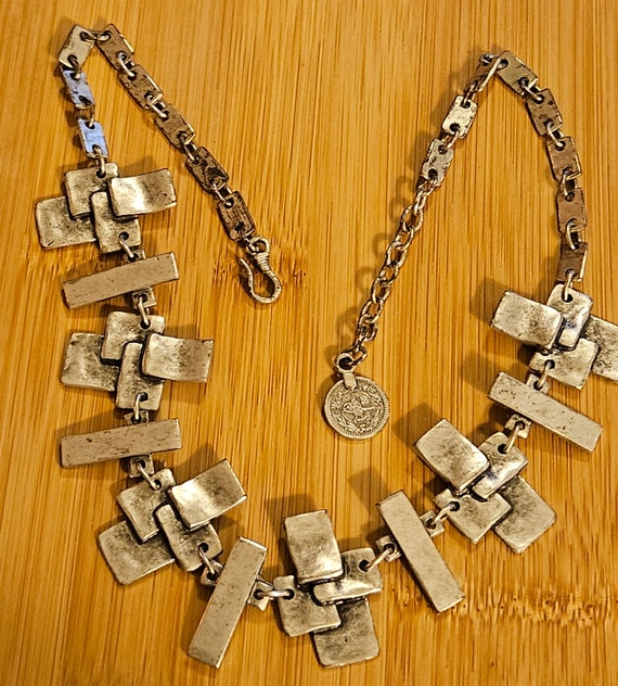 Unique Vintage Turkish necklace in silvertone in … - image 2