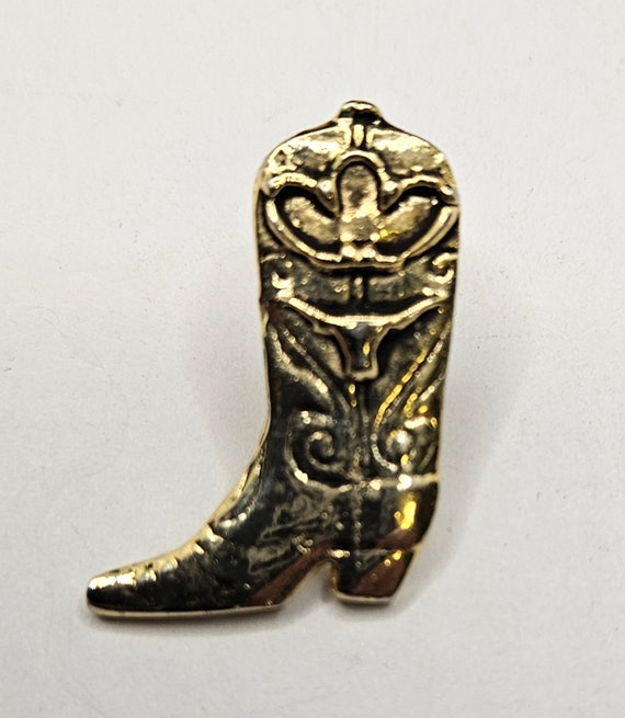 Vintage longhorn goldtoned boot pin in excellent v