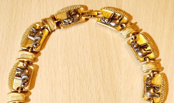Fantastic vintage goldtoned link necklace with si… - image 5