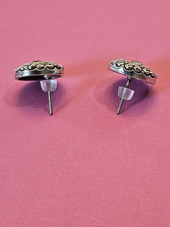 Brighton half inch button silvertone earrings in … - image 8