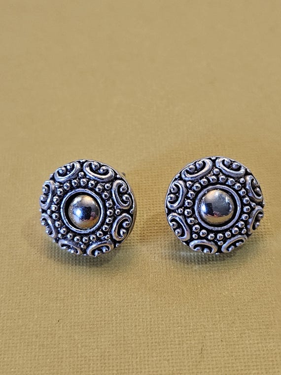 Brighton half inch button silvertone earrings in … - image 1