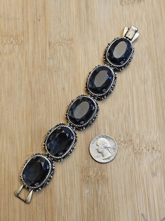 Amazing statement panel bracelet with large blue … - image 9