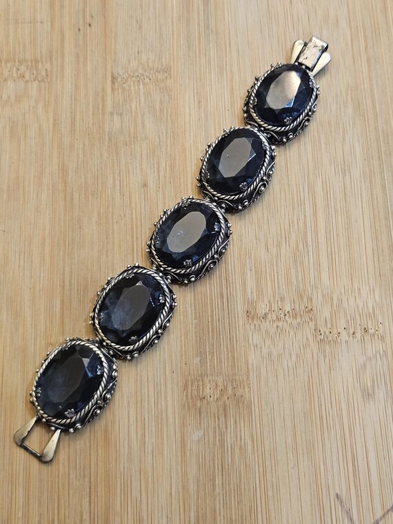 Amazing statement panel bracelet with large blue … - image 8