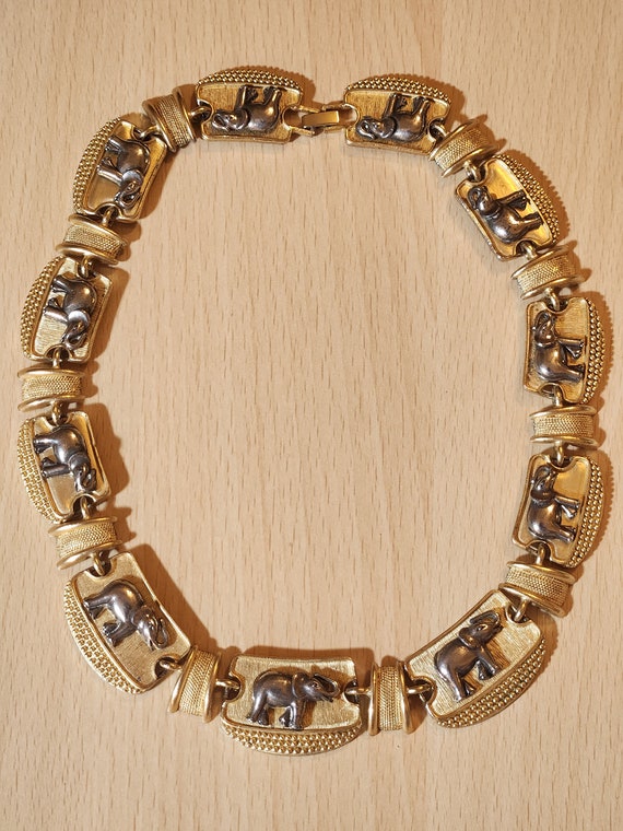 Fantastic vintage goldtoned link necklace with si… - image 2
