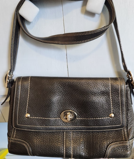 Beautiful black grain Hamilton Coach Purse purse … - image 3