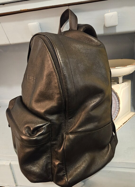 Beautiful black leather vintage back pack by Coac… - image 2