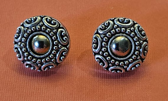 Brighton half inch button silvertone earrings in … - image 7